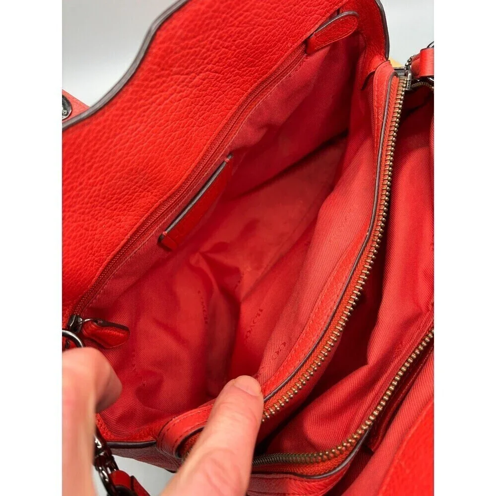 Coach Mercer Red Grain Leather Satchel 30 Purse Shoulder Hand Bag Style 37575